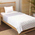 Story@Home Dohar Single Bed 100% Cotton AC Blanket for Summer | 144x 220CM, 150GSM Ac Comforter and AC Blanket for Summer | White & Light Purple Floral Reversible Duvet Quilt All-Season Blanket Kafalo