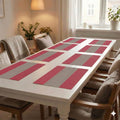 YELONA Placemats Set of 8, Heat-Resistant Woven Vinyl Table Mats, Non-Slip & Washable Dining Tablemats for Kitchen & Dinner Decor, Scarlet Red (45cm x 30cm) Kafalo