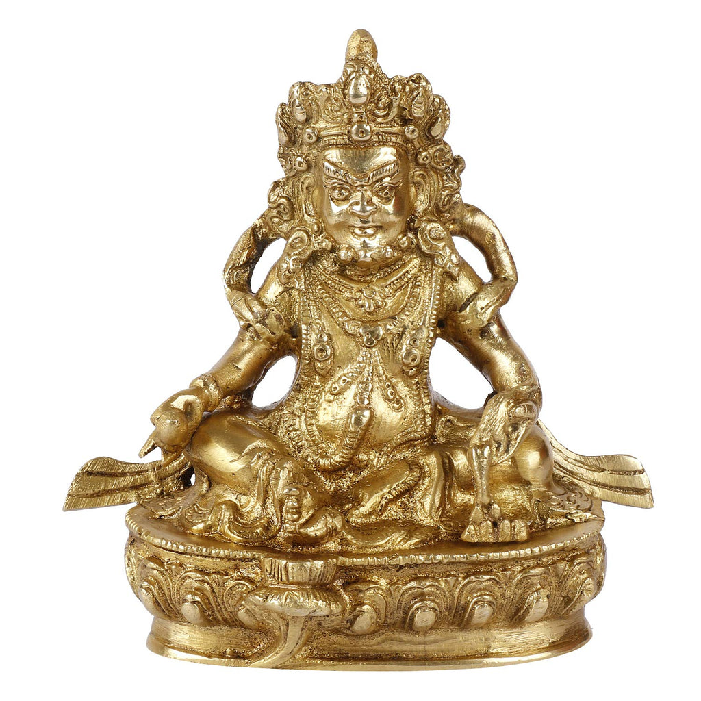 ARTVARKO Lord Kuber Brass Idol kubera for Wealth Prosperity of Money at Work Place and Home for Vastu Remedy Gift 5.5 Inches