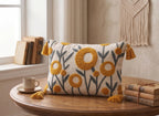 Furnistitchs Boho Rectangle Cushion Cover 12x20 inches | Handmade Decorative Throw Pillow Case | Bohemian Home Decor Sofa Bed Cushion Cover Living Room Bedroom (2, Yellow Oval, 12x20 inches)