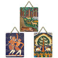 Artvibes Folk Art Home Decorative Wall Hanging Ornaments | Modern Decoration Items | Wall Sculpture | Signs & Plaques | Wall Illustrations | Handcrafted Art | Gift Items (WH_96166N), Set of 3