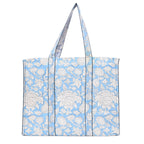 BLOCK N STYLE Cotton Printed Tote Bag, Hand Bag | Quilted Hand Printed Women's Carry Bag, Shopping Tote Bags | Ecofriendly Cotton Tote Bags, Comfortable and Trendy Design (Sky Printed 3)