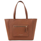 Accessorize London Women's Brown Front Pocket Tote Bag| Tote bags for women office use |Spacious Work bag for ladies |Fits 13 inch laptop