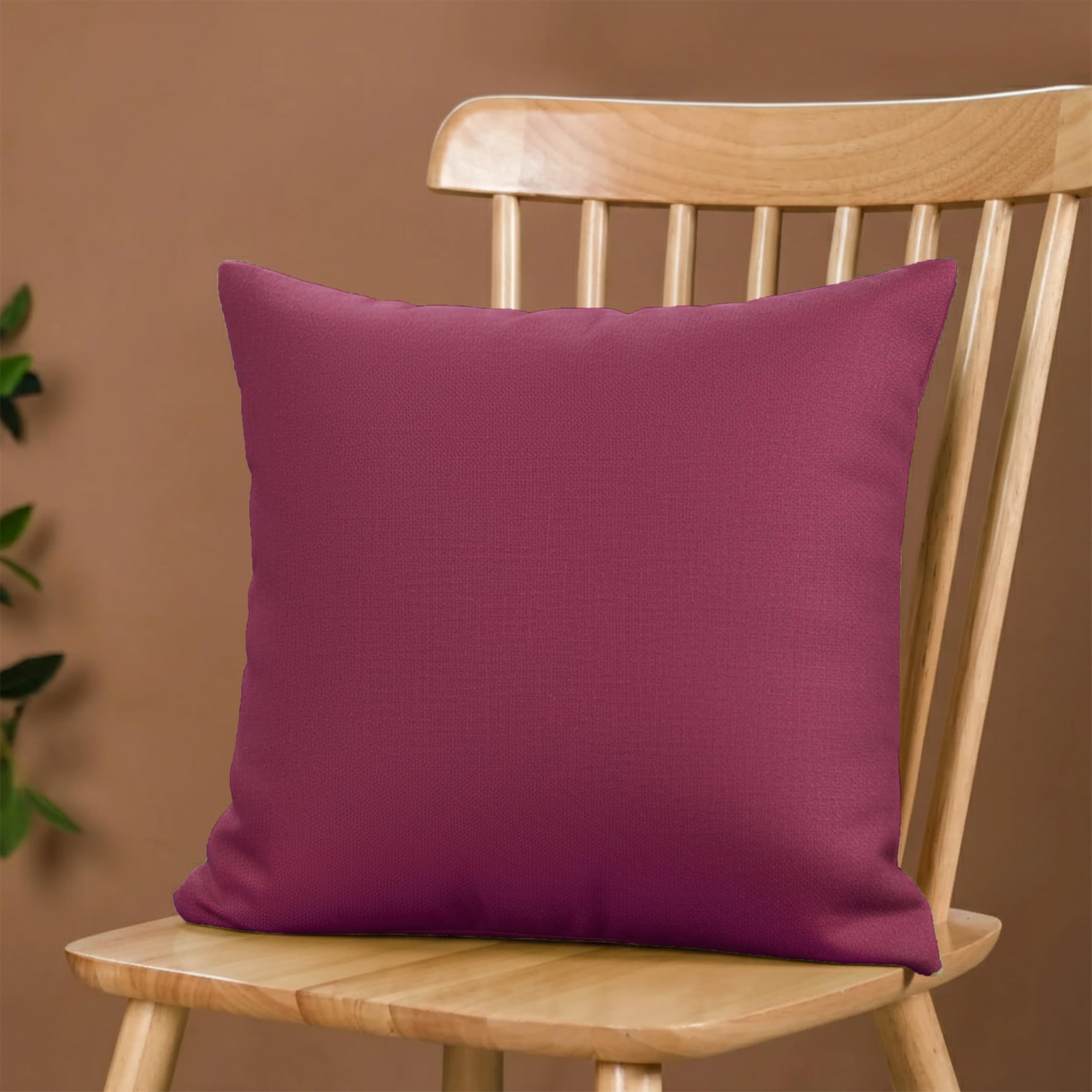 Yellow Weaves Cotton Canvas Decorative Cushion Covers, (16 X 16 Inches), Set of 2, Maroon