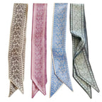 Flavizo 4PCS Silk Satin Scarves for Women, Boho Headband Hair Tie Twilly Bandana Scarf, Small Purse and Tote Bag Scarves, Multifunctional Fashion Hair Accessories