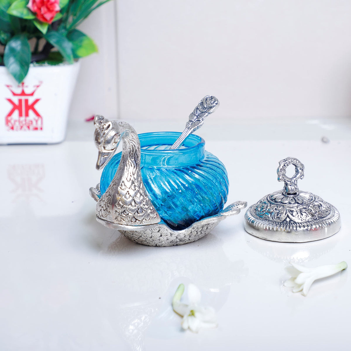 Prince Home Decor & Gifts Metal Bowl Tray Set - 1 Pc, Silver.