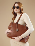 Carrylux Women's Soft PU Tote Bag | Large Single Compartment Shoulder Handbag with Adjustable Strap | Office, College & Casual (Tan)
