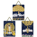 Artvibes Shrinath Ji & Cow Pichwai Art Decorative MDF Wooden Wall Art for Home | Spiritual Decor Items | Religious Wall Art | Wall Poster | Ethnic Wall Decor | Gift Items (WH_96140N), Set of 3