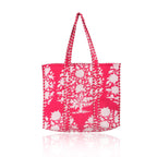 Beautiful Cotton Quilted Tote Bag For Multipurpose tote bag, Shoulder Bag,Shopping bag, Pink Flower Reversible bag.18x15x5.5 Inch