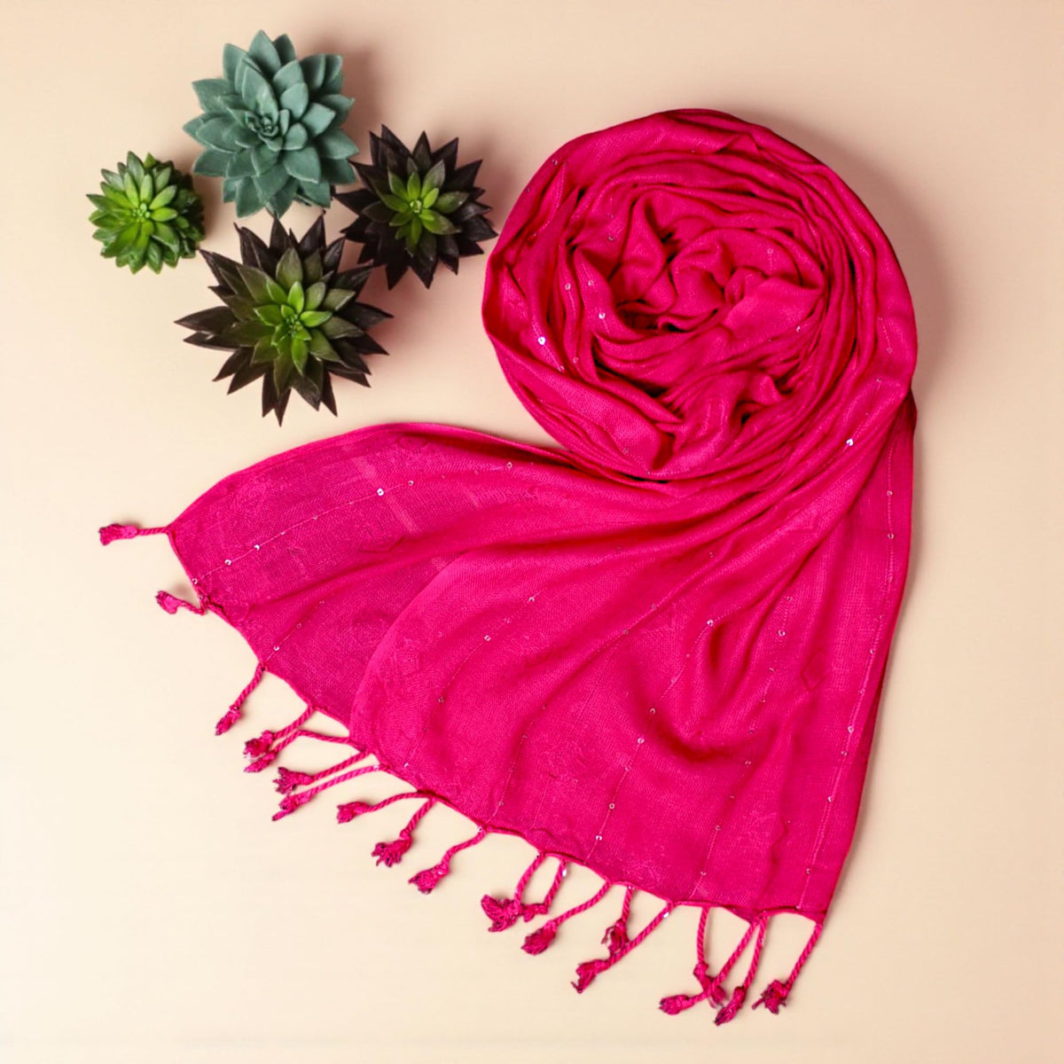 STOLE STUDIO Elegant Luxurious Sequence Viscose Stole Scarf (Rani)