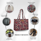 Stylique Jute Cotton Premium Tote Handbag for Women | Spacious Office Laptop Shoulder Bag | Ecofriendly Canvas Shopping Purse for College, Travel, Market & Daily Carry