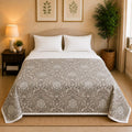 Linen Home Reversible Dohar Double Size Damask Brown & White Kafalo
