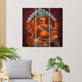 VIBECRAFTS 3 Pieces Beautiful Ganesh Ji Canvas Wall Painting Fitted With Wooden Frame For Home | Office | Living Room | Gifts (PTVC3Pcs1_9571)