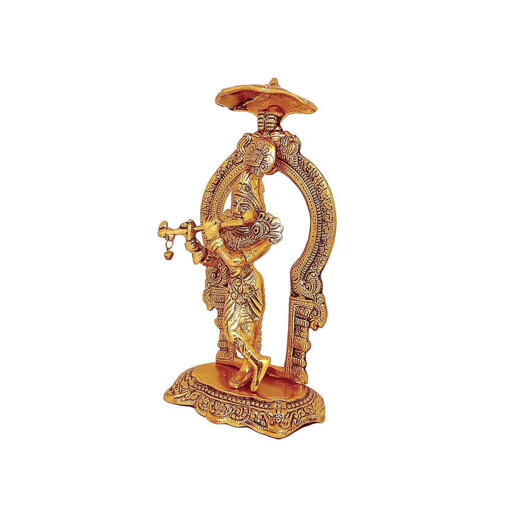KridayKraft Lord Krishna Metal Statue,Krishna Murti Playing Flute for Temple Pooja,Decor Your Home,Office & Gift Your Relatives,Showpiece Figurines,Religious Idol,Gift Article...