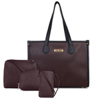 LEGAL BRIBE Textured Tote Bag Combo Of 4 (Brown)