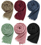 ICW Women's Premium Wrinkle Ironless Crinkled Cotton Hemp Summer Scarf Stoles Shawl Head Scarves For Girls (Pack Of 6), For Female, Multicolor