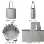 Canvas Cotton Tote Bag Set Of 2 for Women & Men | 36x37x11 cm Reusable Shopping Grocery Bags | Eco Friendly Shoulder Carry Handbags for Office Travel College Daily Use (Grey)