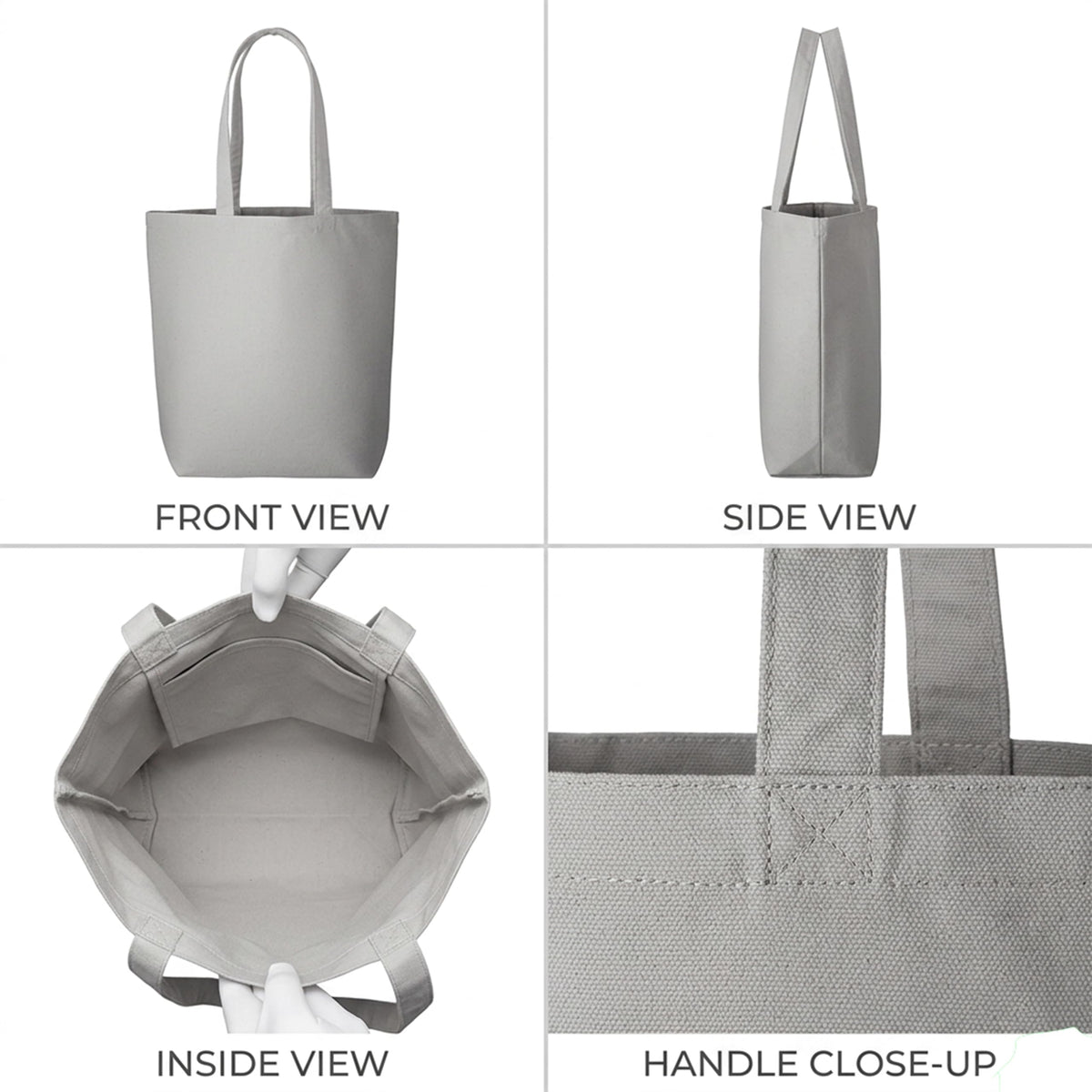 Canvas Cotton Tote Bag Set Of 2 for Women & Men | 36x37x11 cm Reusable Shopping Grocery Bags | Eco Friendly Shoulder Carry Handbags for Office Travel College Daily Use (Grey)