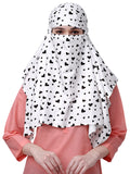 7 season's Cotton Female Scarf For Women | Multi Colour Printed Design | Universal Size, Sun Protection Light Weight(White-S Black Heart)