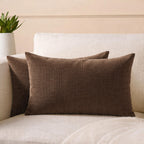 Encasa XO Corduroy Cushion Covers, No Inserts, Set of 2, Coffee