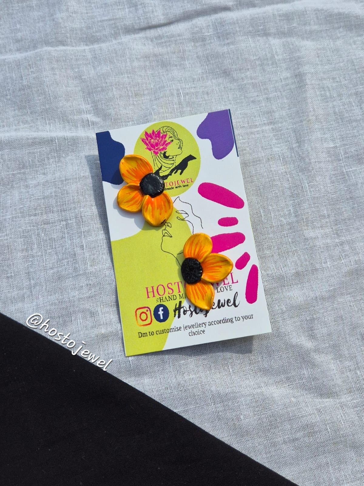 Sunflower handmade clay jewellery set for women HOSTOJEWEL | pack of 1 ultra lightweight skin-safe best gift for sister, friend, mom