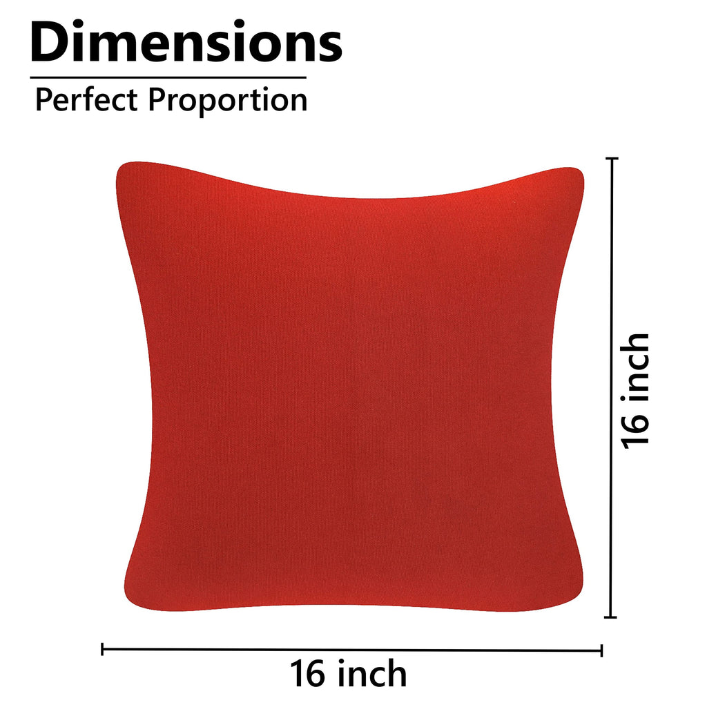 Yellow Weaves Cotton 250 TC Canvas Decorative Cushion Covers, (16 X 16 Inches), Set Of 3, Red