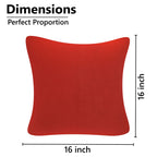 Yellow Weaves Cotton 250 TC Canvas Decorative Cushion Covers, (16 X 16 Inches), Set Of 3, Red