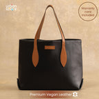 Urban Space Vegan Leather Women Tote Bag with Laptop compartment, Handbag for Work, Ladies purse, Stylish Shoulder Bag, Laptop ipad Bags For Office Use, Gift for Women (Kaya Tote Black)