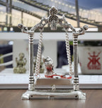 KridayKraft Laddu Gopal on Jhulla Palana Metal Statue Gold Plated Metal Krishna Murti Showpiece Religious Figurines Gift Article for Home and Office Table and Car Dashboard Decor