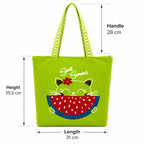 cantainoo Tote Bags | 300 GSM Canvas Tote Bag for Women | Tote Bags for Women | College, Shopping, Office & Everyday Carry Bag (Sweet Summer-Green, Medium Pack of 1)