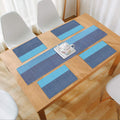 HOKIPO Cotton Ribbed Heat Resistant 4 Table Mats Runner Set for Dining Table (Blue, IN71-274) Kafalo