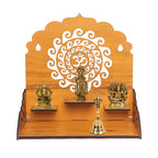EXPRO Wooden Wall Mounted Pooja Mandir for Home & Office, Wooden Temple for Home Decor Hanging Pooja Stand for Idols | Home Temple | Height: 28 | DIY (Do-It-Yourself) | OM Design 3