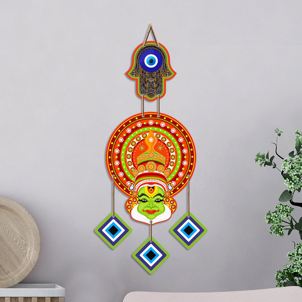 Artvibes Kathakali Face Evil Eye Wall Hanging for Home Entrance Decor | Traditional Kerala Art Wall Decor with Nazar Battu Protection and Positive Energy Vastu Gift (WH_85149N)