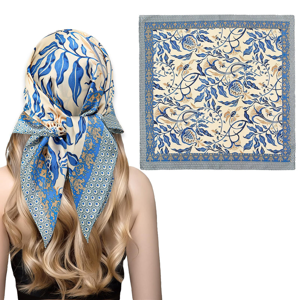 CoolShef Head Scarf for Women Stylish | 27.5 Like Satin Silk Scarf | Printed Square Scarves for Women and Girls | Hair Wrapping, Bandana, Neck & Head Accessories