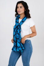 AQVA Printed Cotton Scarf for Women Stylish (Bahar Navy Turquoise) | Head and Face Cover Scarf for Girls with 100% Cotton | Soft & Lightweight Scarves/Stoles for all Weather (72 x 43 in)