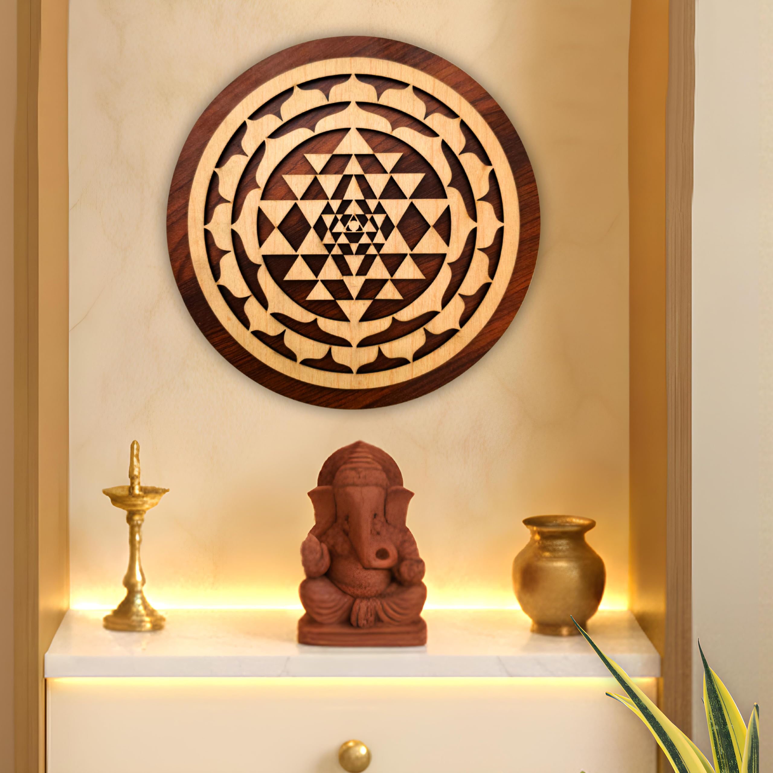 Shri Yantra or Shree Chakra MDF Spiritual Wall Hanging | Mandir & Home Temple Decor for Pooja Room, Office & Entrance (6 Inch)