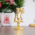 KridayKraft Metal Shivshakti Om Trishul Damru Rudaksha Mala Idol Symbol Statue. (Gold Finish)