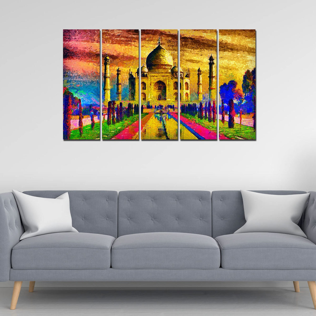 VIBECRAFTS Beautiful Taj Mahal 5 Pieces Canvas Wall Painting For Home | Office | Living Room | Gift (PTVC5Pcs4_8538)