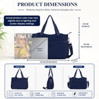 12o12 Women's Laptop Tote Bag 15.6 Inch, Water Resistant Work Tote with Laptop Compartment, Large Capacity Office Shoulder Handbag, Travel, Business, College, Teacher, Crossbody Strap (Navyblue)