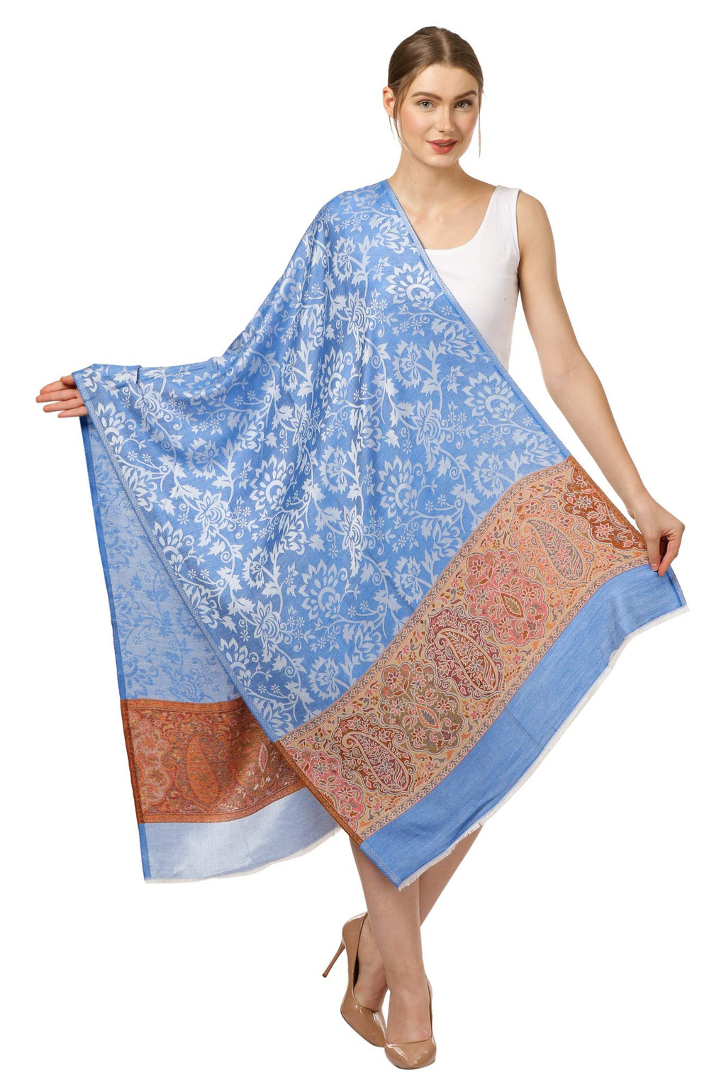 Pashtush Women's Soft Bamboo Scarf, Casual Shawls, Stoles, Wraps (size 70 x 200 cm) (Aqua) (Azure)