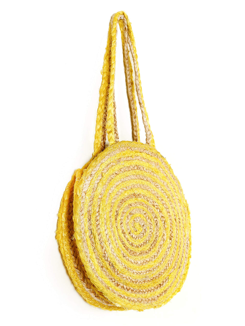 Ravaiyaa - Attitude is everything Women's Shopping Handmade Bags Shoulder Braided Jute Bags Jute Cotton Vintage Large Bag (Yellow)