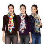 bratkrok WOMEN'S TRENDY FLORAL PRINTED RAYON SCARF/STOLES MULTICOLOUR (PACK OF 3), FEMALE