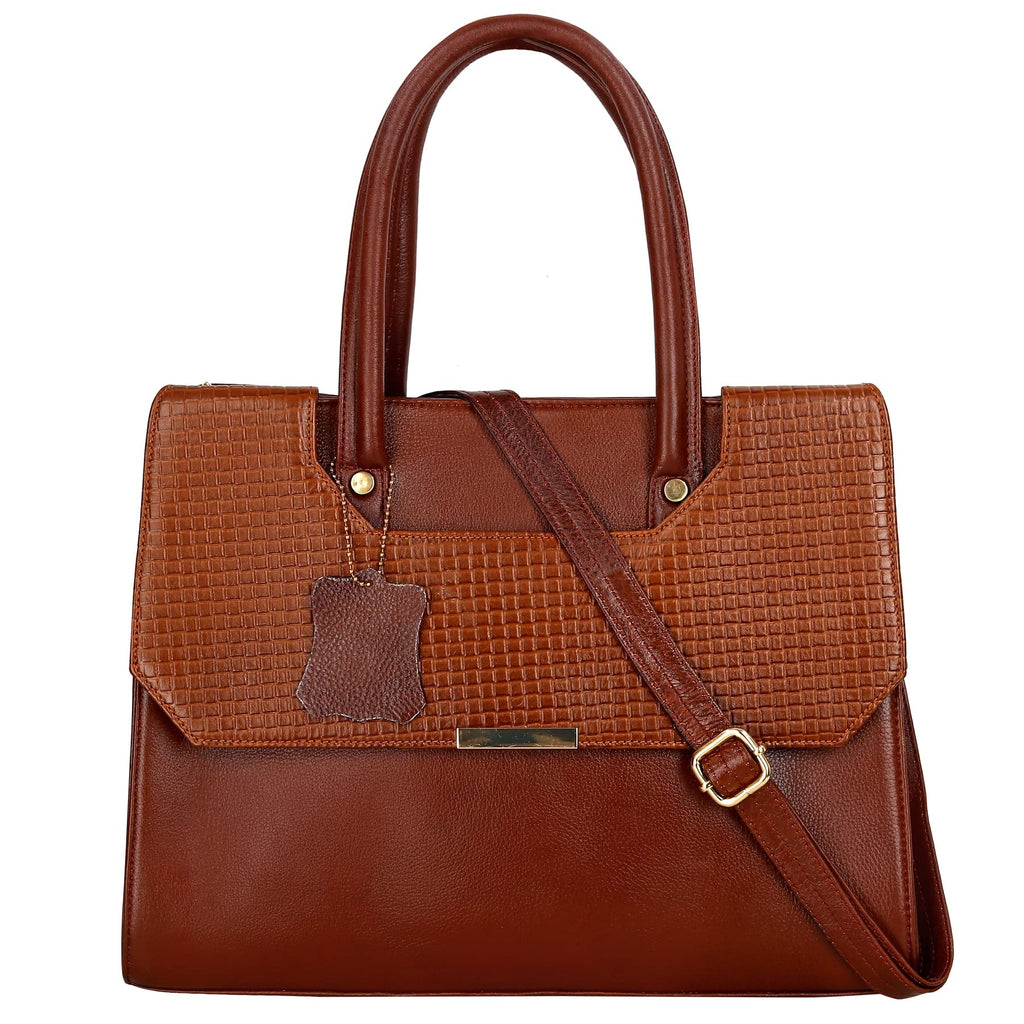 RICHSIGN LEATHER ACCESSORIES Full-Grain Natural Cro Leather Top-Handle satchel Tote Handbags & Shoulder Sling Bags For Women Office Branded Stylish Latest Size- L-13 X H-10 x W- 5 Inch