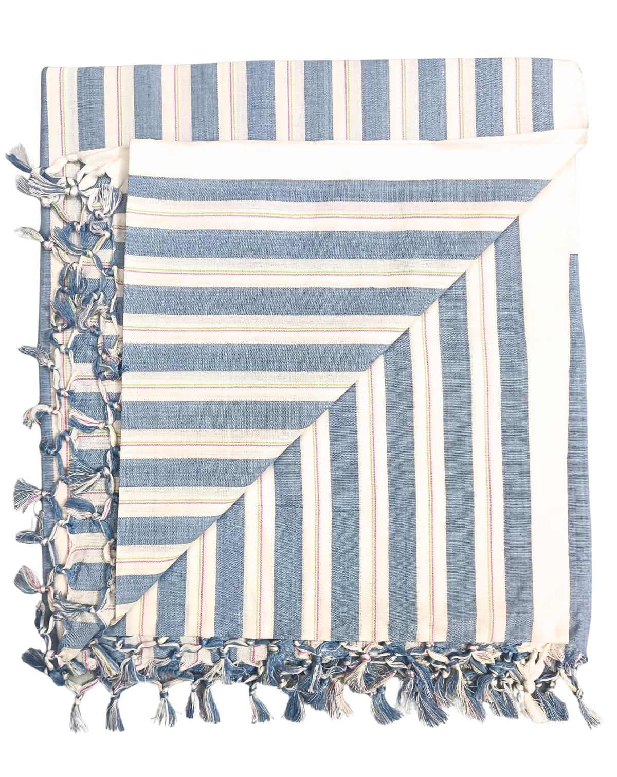 Arvore Bunkaar Pure Handloom 100% Soft Desi Bamboo Viscose Soft Bhagalpuri Andi Chadar/Summer Blanket/Khes/Top Sheet/AC Blanket/Odhne wali Chadar (Blue Multi, Striped, 1, Bhagalpuri Chadar) Kafalo