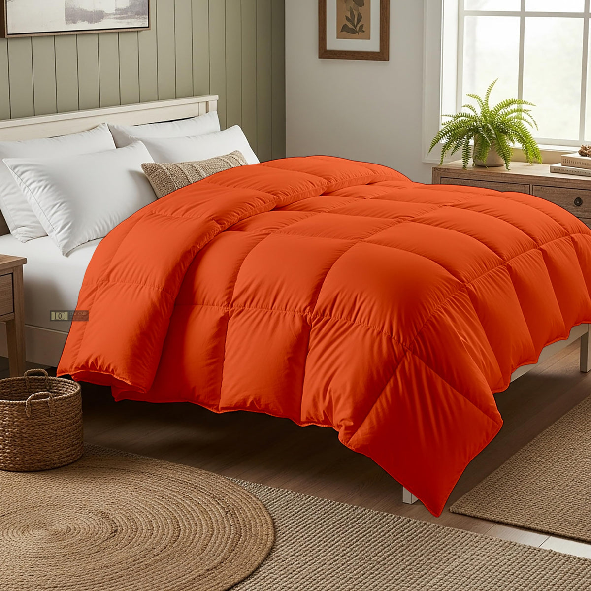 Day Care® Cloud Loom 600 GSM Filling Microfiber Comforter | Ultra Warm Heavy Winter Quilt Blanket Rajai | Soft, Fluffy & Hypoallergenic Bedding | 60x90 Single Bed - Orange Kafalo