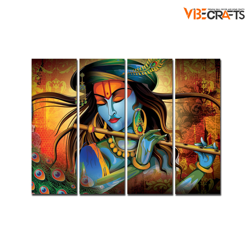VIBECRAFTS Beautiful Kahnaji 4 Pieces Canvas Wall Painting Fitted With Wooden Frame For Home | Office | Living Room | Gifts (PTVC4Pcs1_13506)