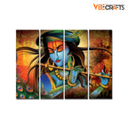VIBECRAFTS Beautiful Kahnaji 4 Pieces Canvas Wall Painting Fitted With Wooden Frame For Home | Office | Living Room | Gifts (PTVC4Pcs1_13506)