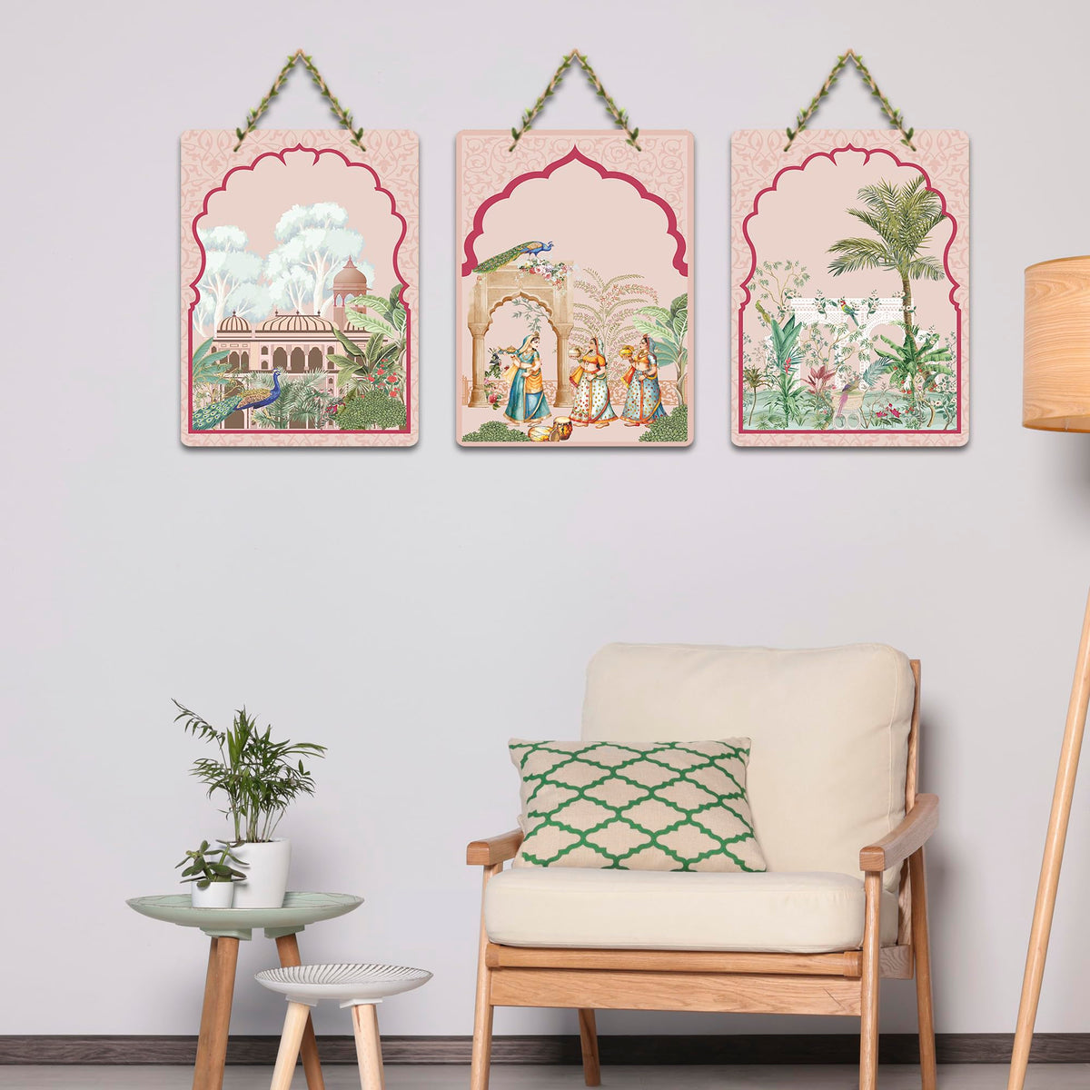 Artvibes Nature Theme for Decoration Decorative Wall Hanging Ornaments | Art For Wall | Wall Sculpture | Signs & Plaques | Festive Decor | Aesthetic Wooden Decor | Ideal Gifts (WH_96136N), Set of 3
