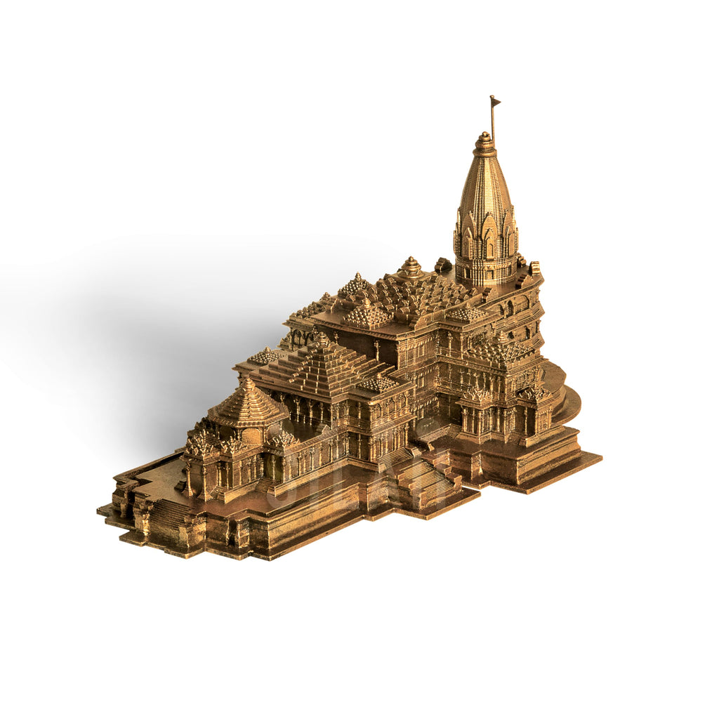 SILAII Ayodhya Ram Mandir Replica Sculpture - 6 Inch Antique Bronze - Ideal for Home Decor