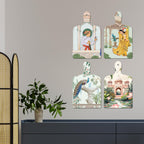 Artvibes Tomb Dancing Women & Peacock Royal Pichwai Art Decorative Wall Hanging Ornaments | Printed Wall Decoration | Graphic Artwork | Wall Illustrations | Sceneries | Gift Items (WH_5625N), Set of 4